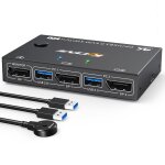Commutateur kvm usb 3. 0 displayport 2 ports 8k a 30 hz 4k a 144 hz, commutateur kvm 2 pc 1 moniteur ...