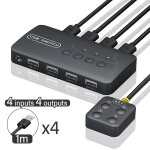 Commutateur kvm commutateur usb contr�leur partag� adaptateur hub usb2. 0 4 entr�es 4 sorties pour ordinateur ...