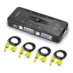Commutateur kvm usb vga, adaptateur de botier de commutation kvm, 4 ports usb 2. 0, change  un bouton, ...