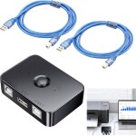 Commutateur de partage d'imprimante usb 2. 0 - 2 ports - avec lumire led - avec 2 cbles d'imprimante ...