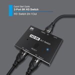 Commutateur de sortie hd 2 en 1, 48gbps, 8k, compatible hdmi, pour bo�tier tv et projecteur