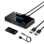 Commutateur usb 3. 0 2 entr�es 4 sorties avec partage ir remote kvm hub pour souris, clavier, scanner, ...