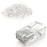 Connecteur cat6 rj45 100 pack, fiches r�seau utp 8p8c pour c�ble toronn� cat5 cat5e cat6, t�te en cristal ...