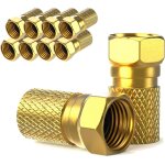 Connecteur f 7mm fiche f 10 pièces dorées joint en caoutchouc ecrou large pour câble d'antenne coaxial ... Connecteur f 7mm fiche f 10 pièces dorées joint en caoutchouc ecrou large pour câble d'antenne coaxial ...