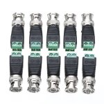 Connecteur mle bnc coaxial cat5, adaptateur vido balun, fiche pour camra cctv, cbles cat5 cat6, 10 ...