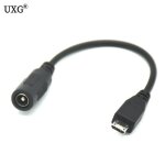 Connecteur micro usb m�le vers dc 5. 5x2. 1mm, prise d'alimentation femelle avec c�ble court pour t�l�phone ...