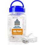 Connecteur rj45 pack de 100 fiches modulaires cat 6 rj45 pour c�bles monobrins ou multibrins utp