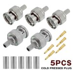 Connecteur � sertir bnc m�le pour c�ble coaxial rg58 rg - 58, 5 pi�ces / paquet