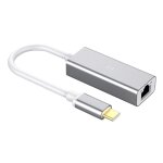 Convertisseur de carte r�seau ethernet gigabit, adaptateur de type c � rj45 avec indicateur led, accessoires ...
