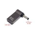 Convertisseur de prise de type c  4. 5x3. 0mm, 100w, usb c pd, cble de charge rapide pour hp / dell, ...