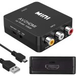 Convertisseur rca vers hdmi, av vers hdmi, 1080p rca composite cvbs vido audio vers hdmi, adaptateur ...