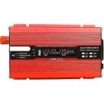 Convertisseur de tension 1000 w 2000 w 12 v 240 v, onduleur usb avec 1 prise et écran lcd, rouge Convertisseur de tension 1000 w 2000 w 12 v 240 v, onduleur usb avec 1 prise et écran lcd, rouge