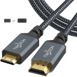 Court cble mini hdmi c vers full hdmi a 1m, nylon tress, supporte 3d ethernet arc 4k 60hz 1080p