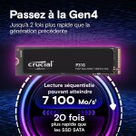 Crucial p310 ssd 500go pcie gen4 nvme m. 2 2280, jusqu�� 6. 600 mo / s, compatible avec ordinateur portable ...