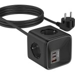 Cube multiprise usb 4 prises avec usb - a et 2 - usb - c (gan pd 33 w), 7 - en - 1 bloc multiprise (16a ...