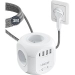 Cube rallonge lectrique multiprise 2m avec 4 prises ac, 3 usb et 1 type c, fiche plate, protection contre ...