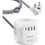 Cube rallonge multiprise avec interrupteur cube secteur avec 4 prises ac, 3 usb et 1 type c, multiprise ...
