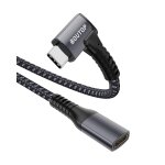 Dda - rallonge usb c 1m - cble a 90 degrs d'extension usb 3. 2 type - c mle  femelle pour 100w charge ...