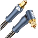 Digital optical audio cable right angle toslink cable (24k gold plug, 90 degree fiber optic, spdif to ...