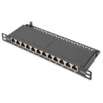 Digitus panneau de brassage slim cat 6a, blind�, 12 ports, 0, 5 uh, 10 , noir