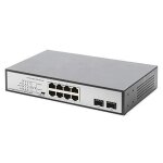 Digitus routeur filaire commutateur gigabit poe 8 ports, 19 , non gr, 2 liaisons montantes