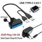 Disque dur externe ssd cd - rom sata iii vers usb 3. 0, adaptateur d'alimentation 12v 2a cc pour ordinateur ...