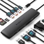 Dock station d'accueil usb c 10gbps, adaptateur usb - c 12 - en - 1 vers double hdmi 4k, vga, 3 * usb ...