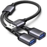 Double prise usb, doubleur usb, adaptateur double usb2. 0 c�ble y r�partiteur 1 male vers 2 femelle charge ...