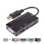 Dp  4 en 1 - adaptateur displayport dp mle vers dvi hdmi vga audio femelle, port d'affichage, convertisseur ...