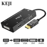 Dp - adaptateur audio mini dp vers hdmi, vga, dvi, 4 en 1, convertisseur de cble displayport pour xbox, ...