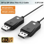 Dp cble 1 m - 1m - foinnex ? cble ultra fin displayport 1. 4 de 1m, 8k, 60hz, dp vers dp, 4k hdr, port ...