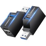Dual usb, mini usb hub 3 ports, dual power socket adapter (1 x usb3. 0 2 x usb2. 0) pack of 2, compatible ...