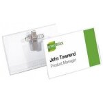 Durable badge avec clip combi, 40 x 75 mm tranpar. . .