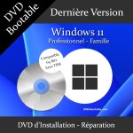 Dvd bootable windows 11 pro / famille sans tpm + guide pdf d'utilisation - installation / r�paration ...