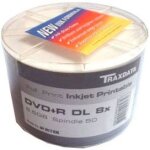 Dvd + r 8, 5gb 8x double couche imprimable, 50 pices en cakebox