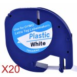 Dymo - bandes d'tiquettes letratag 91201, noir sur blanc, 20 compatible avec lt - 100h, lt - 100t, lt ...