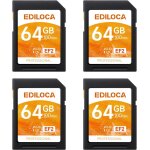 Ef2 carte sd 64go, lot de 4 cartes, carte m�moire sd uhs - i, lecture 100 mo / s, ecriture 50 mo / s, ...