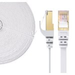 Elfcam� - c�ble r�seau ethernet rj45, cat 7 stp 100% cuivre, c�ble plat, 32 awg, blanc (12m)
