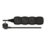 Emos - unit de distribution d'alimentation - 250 v - connecteurs de sortie : 4 - 3 m - noir