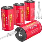 Enegon lot de 4 piles d rechargeables lithium 1, 5v 9250mwh - c�ble usb - c inclus - id�al lampes camping, ...