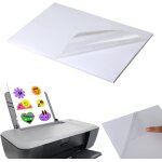 Ensemble de 25 feuilles autocollantes imprimante a4 blanches, film adh�sif transparent pour imprimantes ...