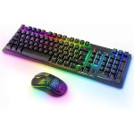 Ensemble clavier et souris gamer sans fil rgb r�tro�clair�s, rechargeable 2, 4 g clavier de jeu sans ...