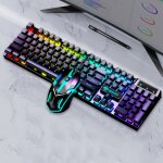 Ensemble de clavier et souris de jeu ergonomique pour pc portable, filaire, usb, 104 touches, led