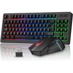 Ensemble clavier et souris de jeu sans fil qwertz 75 % tkl rvb eclair, souris de jeu ergonomique rechargeable ...