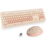 Ensemble clavier et souris sans fil, 104 touches clavier de machine a ecrire r�tro, 2. 4ghz clavier de ...