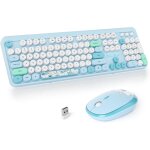 Ensemble clavier et souris sans fil - clavier de machine � �crire 2. 4ghz � touches rondes avec pav� ...