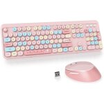 Ensemble clavier et souris sans fil, machine � ecrire 2. 4ghz � touches rondes avec pav� num�rique, 104 ...