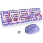 Ensemble clavier et souris sans fil - clavier de machine a ecrire avec pav� num�rique, 104 touches rondes, ...