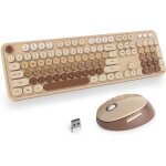 Ensemble clavier et souris sans fil - clavier de machine � �crire avec touches rondes, 2. 4ghz, pav� ...