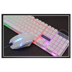 Ensemble de souris de jeu de clavier de led de jeu de cble combin pour le pc, opration simple blanche, ...
